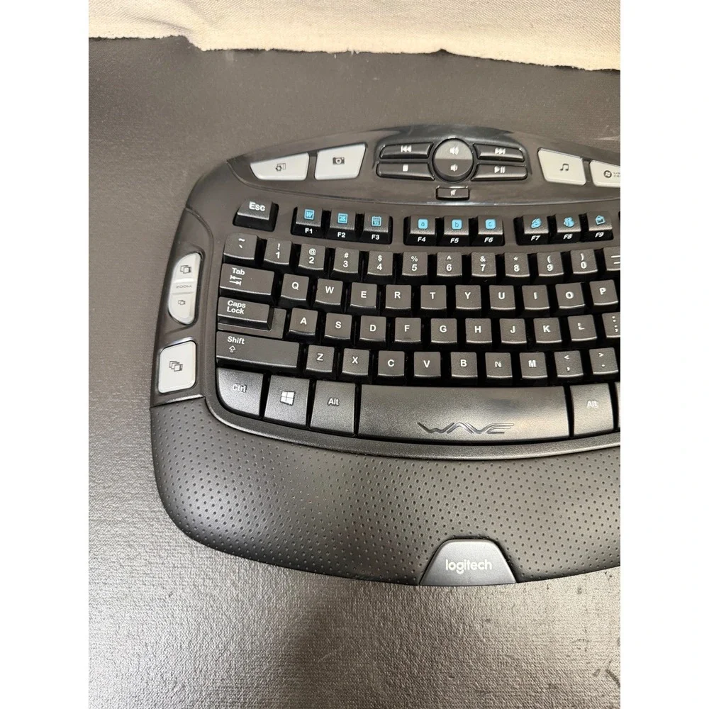 Logitech K350 Wireless Wave Keyboard with Dongle Black Ergonomic Media Keys